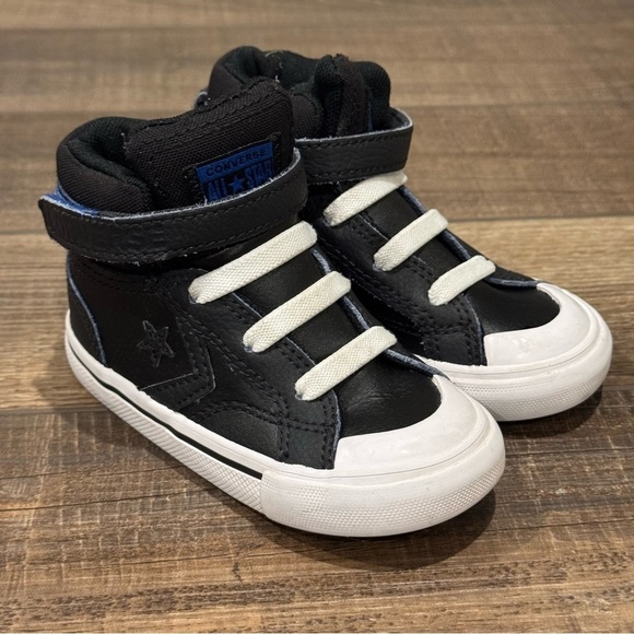 Converse Other - Converse All Star Chuck Taylors Leather High Top Black Shoes Toddler 7